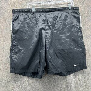 90s Nike Shorts Mens Large Black Swim Trunks Athletic Vintage Swoosh Nylon